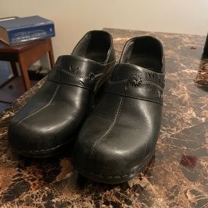 Dansko leather summer cut clogs